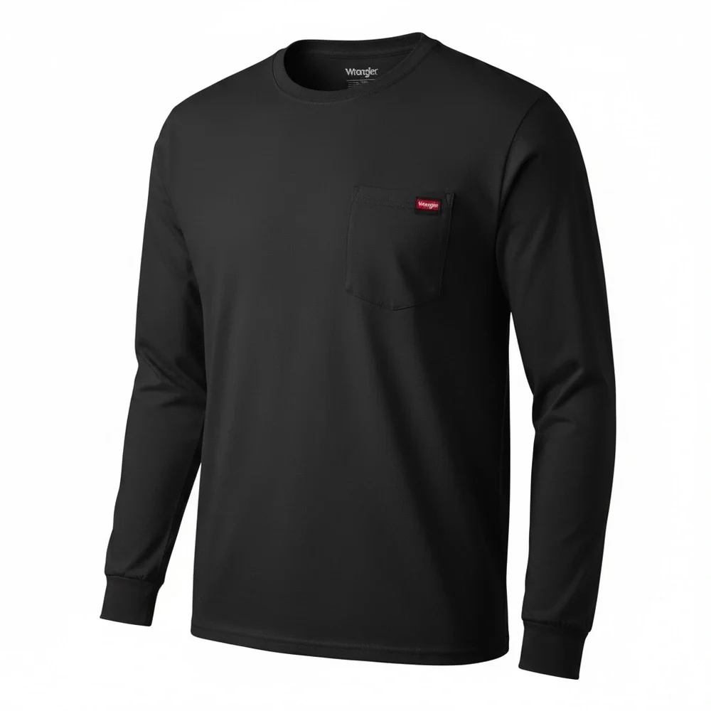 NWT Wrangler Workwear Men's Long Sleeve Heavyweight Pocket T-Shirt - Picture 2 of 6